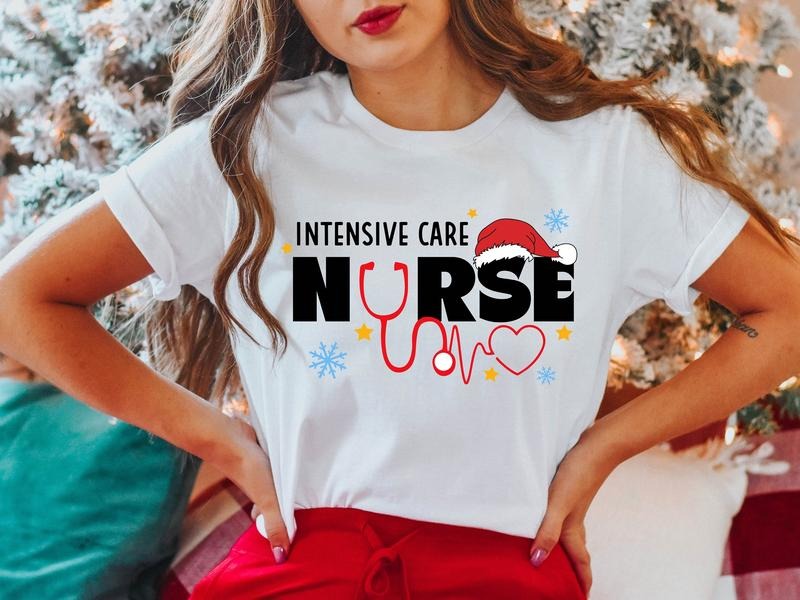 Intensive Care Nurse Shirt, ICU Christmas T-Shirt, Nurse Christmas Gift Tee, Nursing Student Holiday Outfit, Matching ICU...