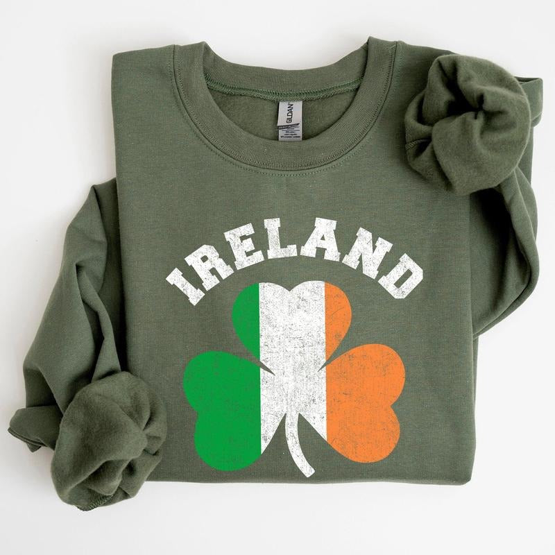 Ireland Shamrock Flag, St Patrick's Day Sweatshirt T-Shirts, Hoodie | InkThreadWorks.com