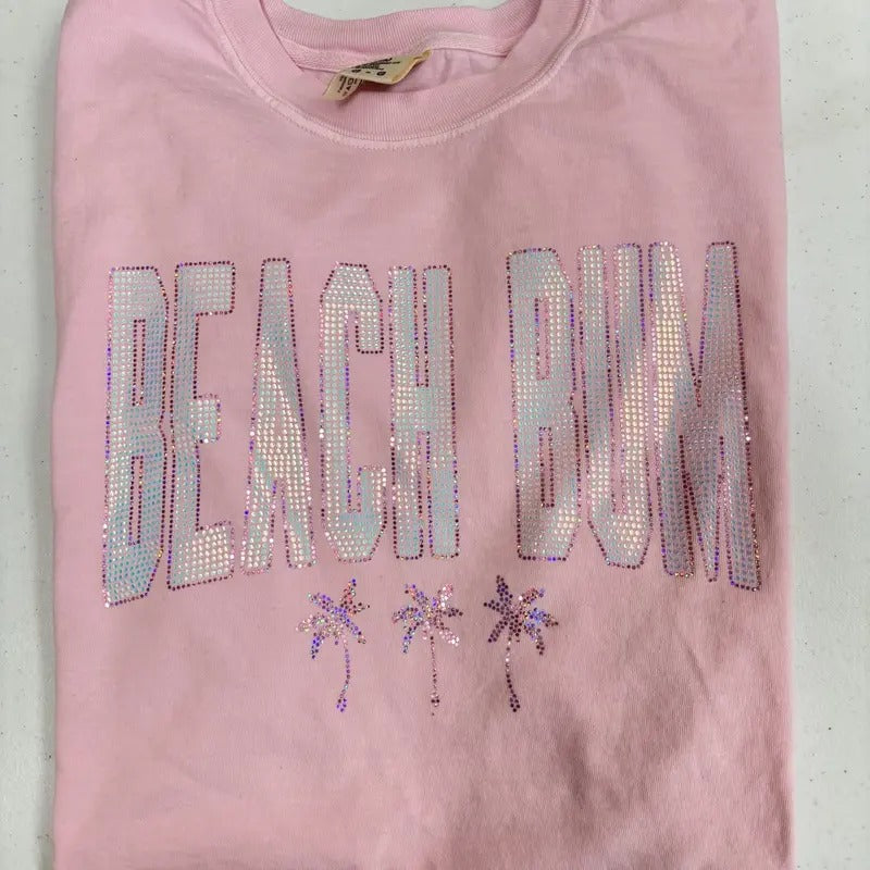 Iridescent Beach Bum Spangled Comfort Colors T-Shirt Hoodie, Sweatshirt | InkThreadWorks.com