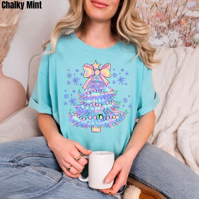 Iridescent Christmas Tree Comfort Colors T-Shirt 'NLB' Hoodie, Sweatshirt | InkThreadWorks.com