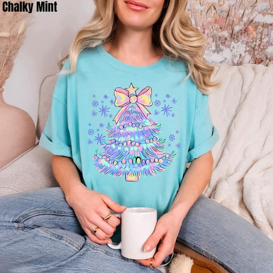 Iridescent Christmas Tree Comfort Colors T-Shirt 'NLB' Hoodie, Sweatshirt | InkThreadWorks.com