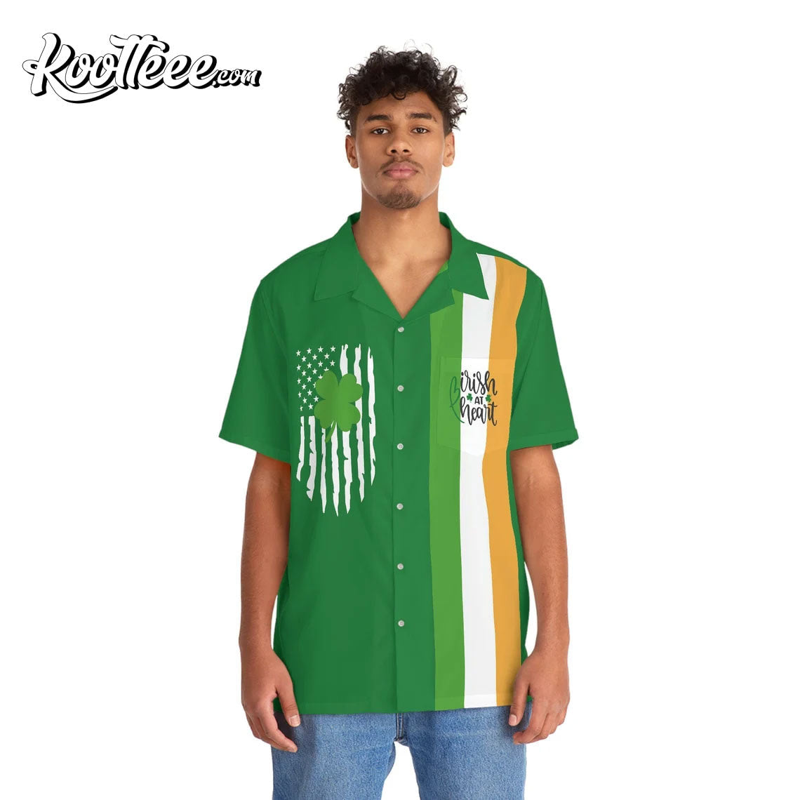 Irish At Heart Lucky Four Leaf Clover, Hawaiian Shirt