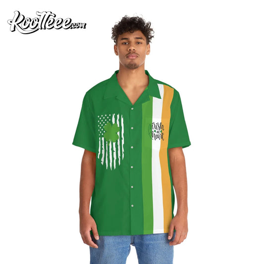 Irish At Heart Lucky Four Leaf Clover, Hawaiian Shirt