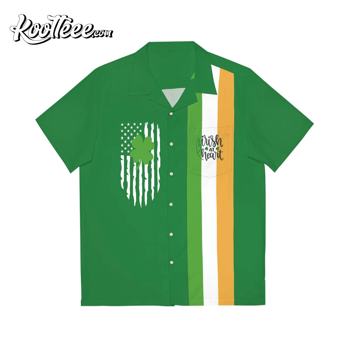 Irish At Heart Lucky Four Leaf Clover, Hawaiian Shirt