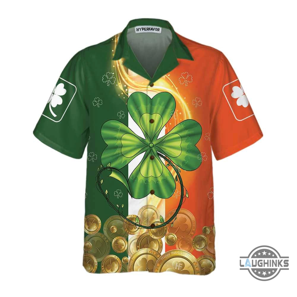 Irish Luck On St Patricks Day Hawaiian Shirt St. Patricks Day Shirt Cool St Patricks Day Gift Aloha Summer Beach Button Up Shirts And Shorts