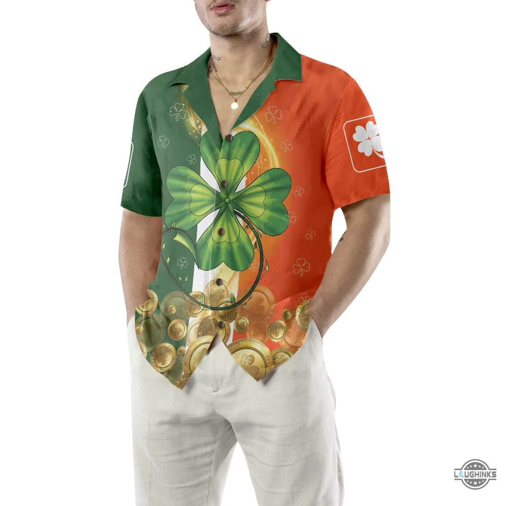 Irish Luck On St Patricks Day Hawaiian Shirt St. Patricks Day Shirt Cool St Patricks Day Gift Aloha Summer Beach Button Up Shirts And Shorts