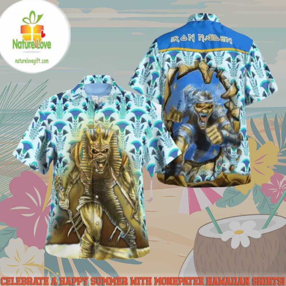 Iron Maiden Powerslave 1984 Hawaiian Shirt Beach Short Set