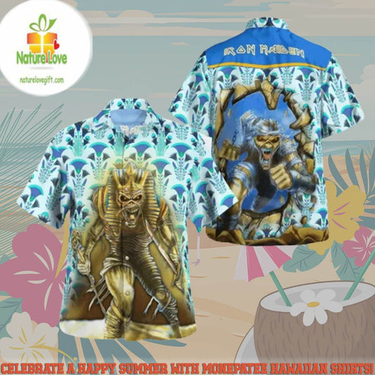 Iron Maiden Powerslave 1984 Hawaiian Shirt Beach Short Set