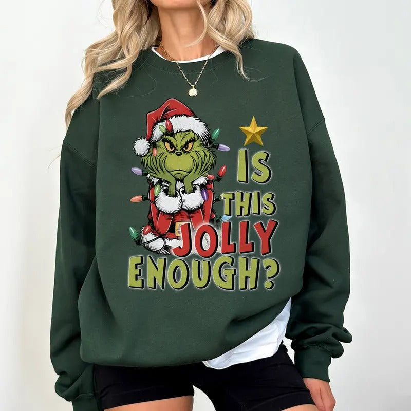 Is this Jolly Enough Christmas Sweatshirt, Merry Grichmas Shirt, Merry Christmas shirt, Christmas Family Party Gift Hoodie