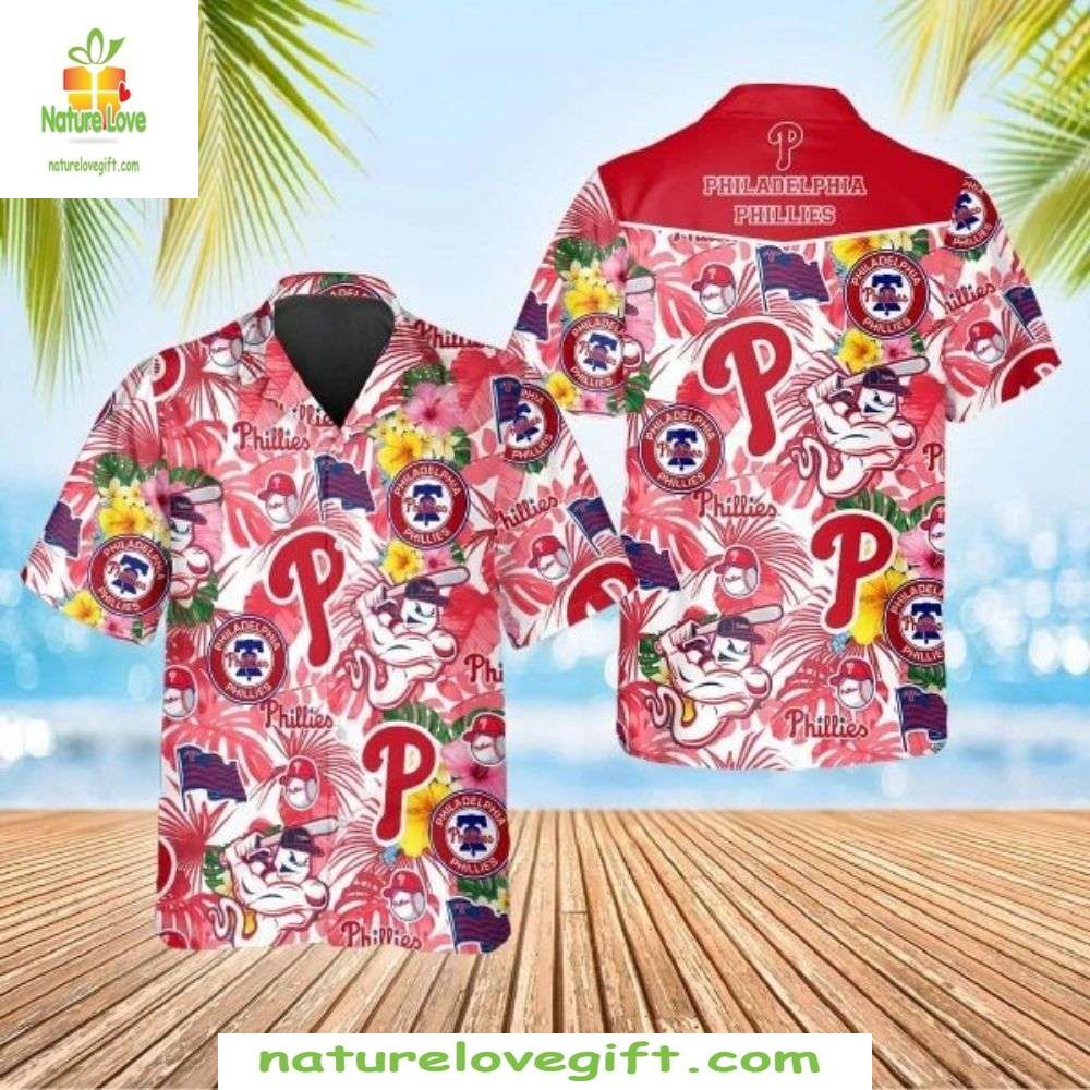 Philadelphia Phillies Hawaiian Shirt Island Getaway Floral MLB Baseball Apparel