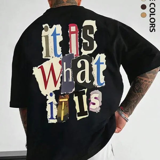 It As What It Is T-shirt, Regular Fit Casual Short Sleeve T-shirt, Graphic Tees, Streetwear, Summer Clothes