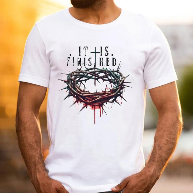 It Is Finished Christian T-Shirt Pure Cotton Casual Street Style Crew Neck Short Sleeve T-Shirt Tops Trendy For Women For...