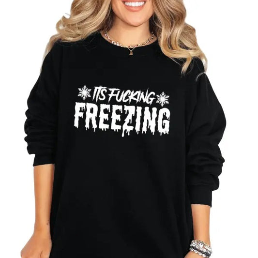 It Is Fuc$ing Freezing Graphic Tee, Sweatshirt, or Hoodie | Edgy Goth Grunge Skull Shirt | Dark Alternative Fashion | Bold Statement Pullover