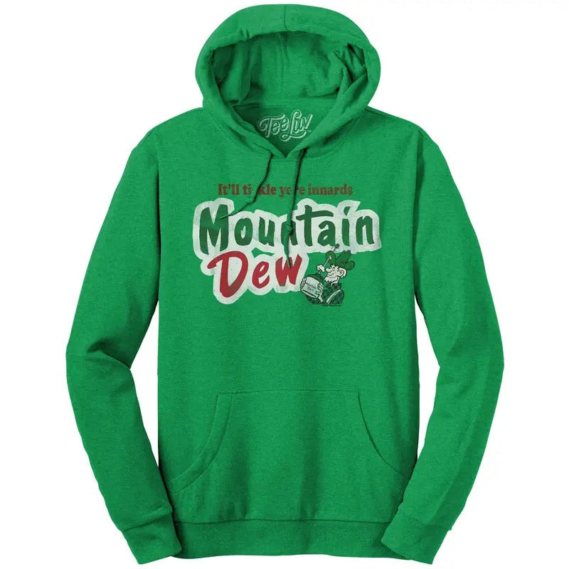 It'll Tickle Your Innards Mt Dew Pullover Hooded Sweatshirt - Green T-Shirts, Hoodie | InkThreadWorks.com
