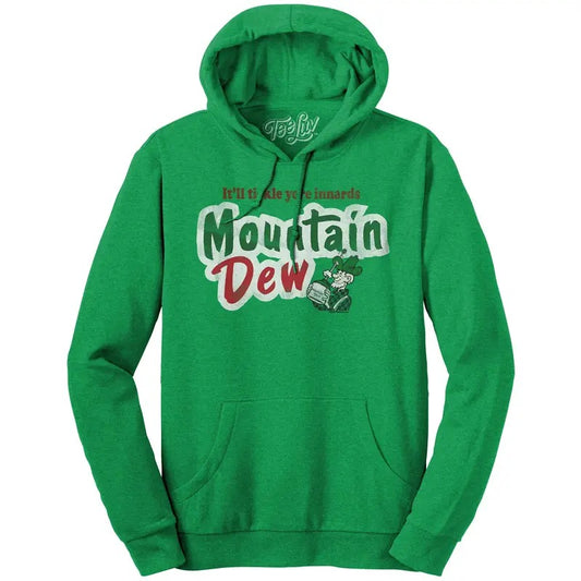 It'll Tickle Your Innards Mt Dew Pullover Hooded Sweatshirt - Green T-Shirts, Hoodie | InkThreadWorks.com