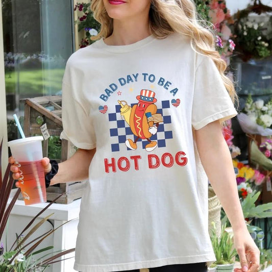It's A Bad Day To Be A HotDog Shirt, Funny 4th July Shirt, Makes Me Want A Hot Dog Real Bad Shirt, Independence Day Tee, Hot Dog Lover Shirt