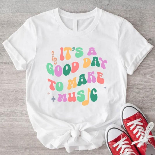 It's A Good Day To Make Music T-Shirt, Music Teacher Gift Shirt, Groovy Music Lover Tee, Trendy Musician Short Sleeve....