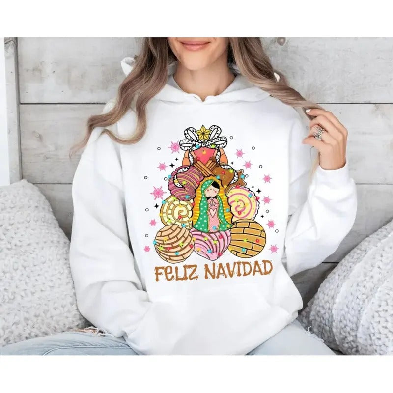 It's Abuelita And Pan Dulce Season Shirt, Coquette Mexican Christmas Hoodie, Tis The Season Sweatshirt, Feliz Navidad,...
