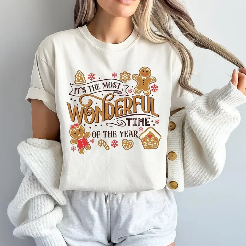 It's The Most Wonderful Time Of The Year Shirt, Cute Gingerbread Tee, Gift For Christmas, Xmas Gingerbread Tee, Christmas...