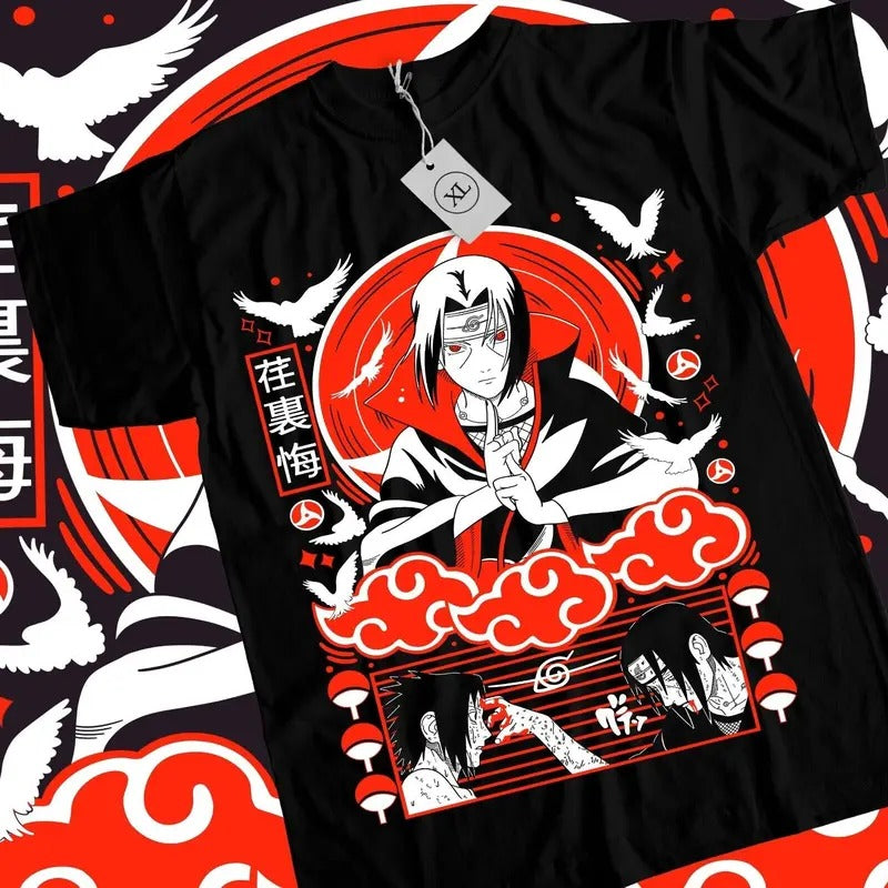 Itachi Uchiha T-Shirt Naruto Shippuden Japanese Anime Manga Style Shirt All Size