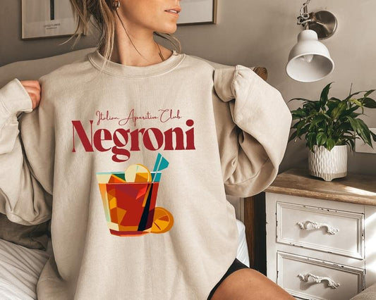 Italian Drinking Sweatshirt, Negroni Cocktail Hoodie, Women's Funny Drinking Shirt | InkThreadWorks.com