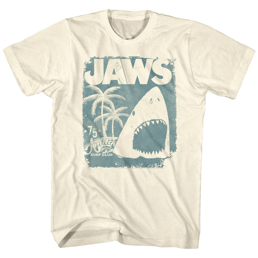 Jaws Mens S/S T-Shirt - Surf Club Poster - Solid Natural