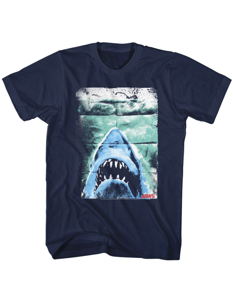 Jaws Mens S/S T-Shirt - Folded Poster - Solid Navy