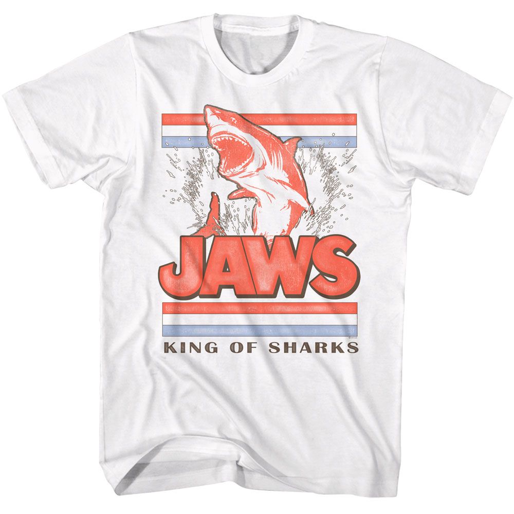 Jaws - King Of Sharks - American Classics - Solid White Adult Short Sleeve T-Shirt