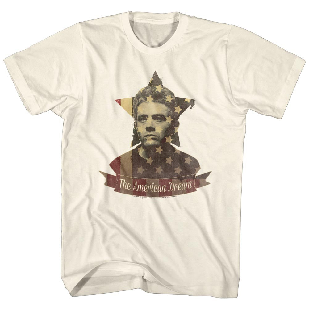 James Dean Mens S/S T-Shirt - American Dream - Solid Natural