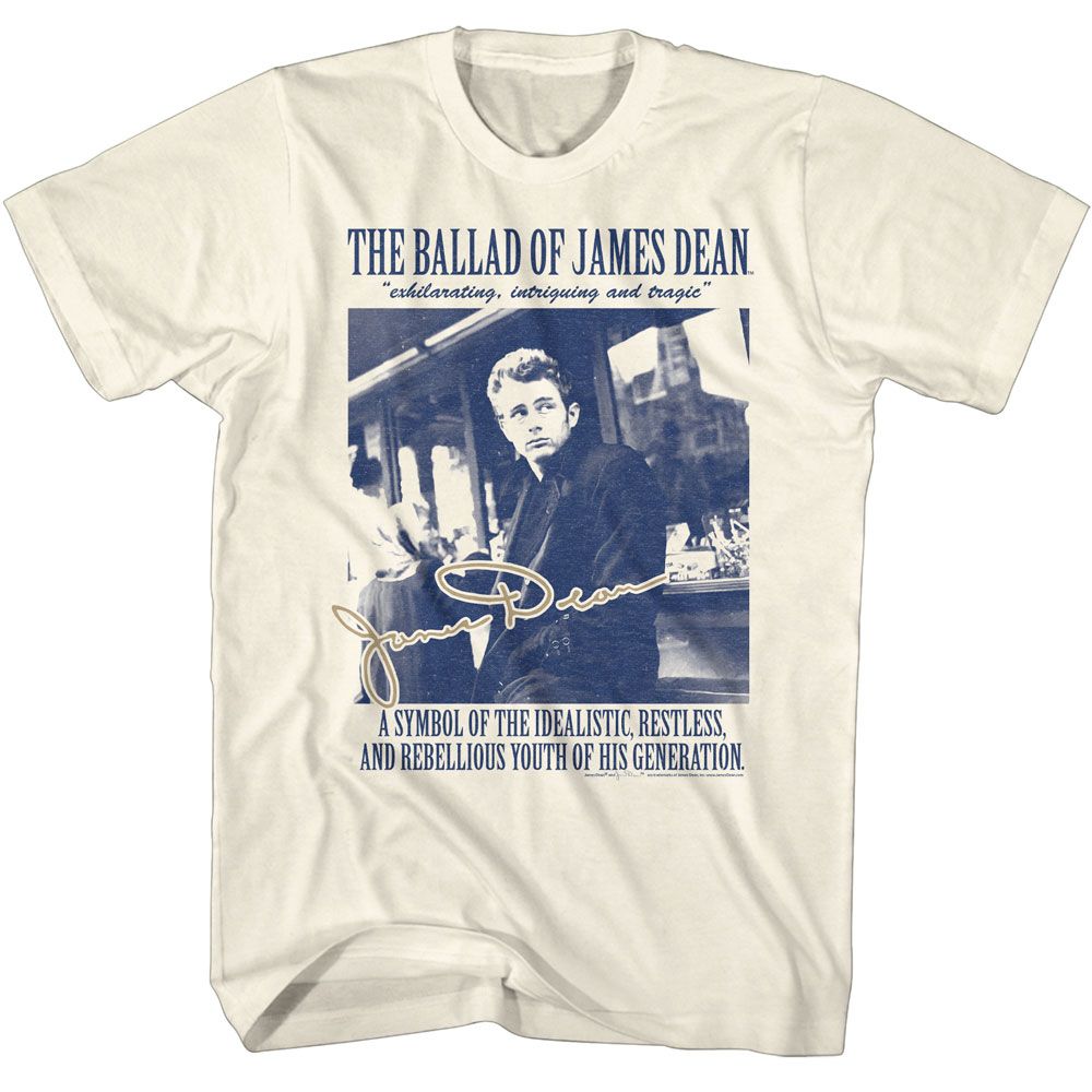 James Dean - The Ballad Of - American Classics - Solid Off-White Adult Short Sleeve T-Shirt