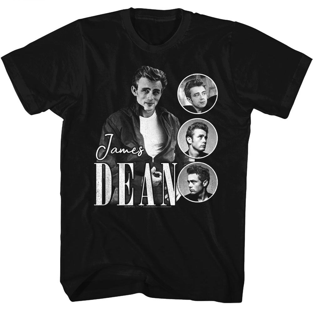 James Dean - Three Circles - American Classics - Solid Black Adult Short Sleeve T-Shirt