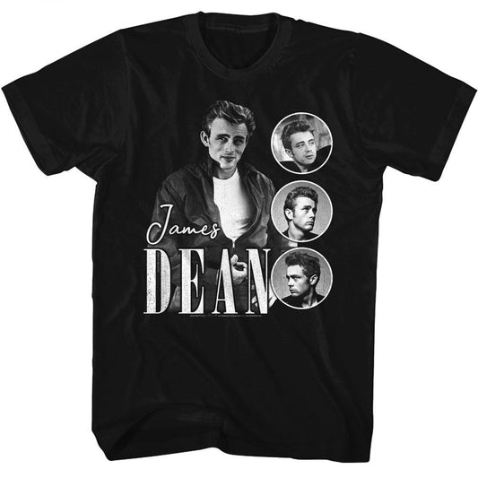 James Dean - Three Circles - American Classics - Solid Black Adult Short Sleeve T-Shirt