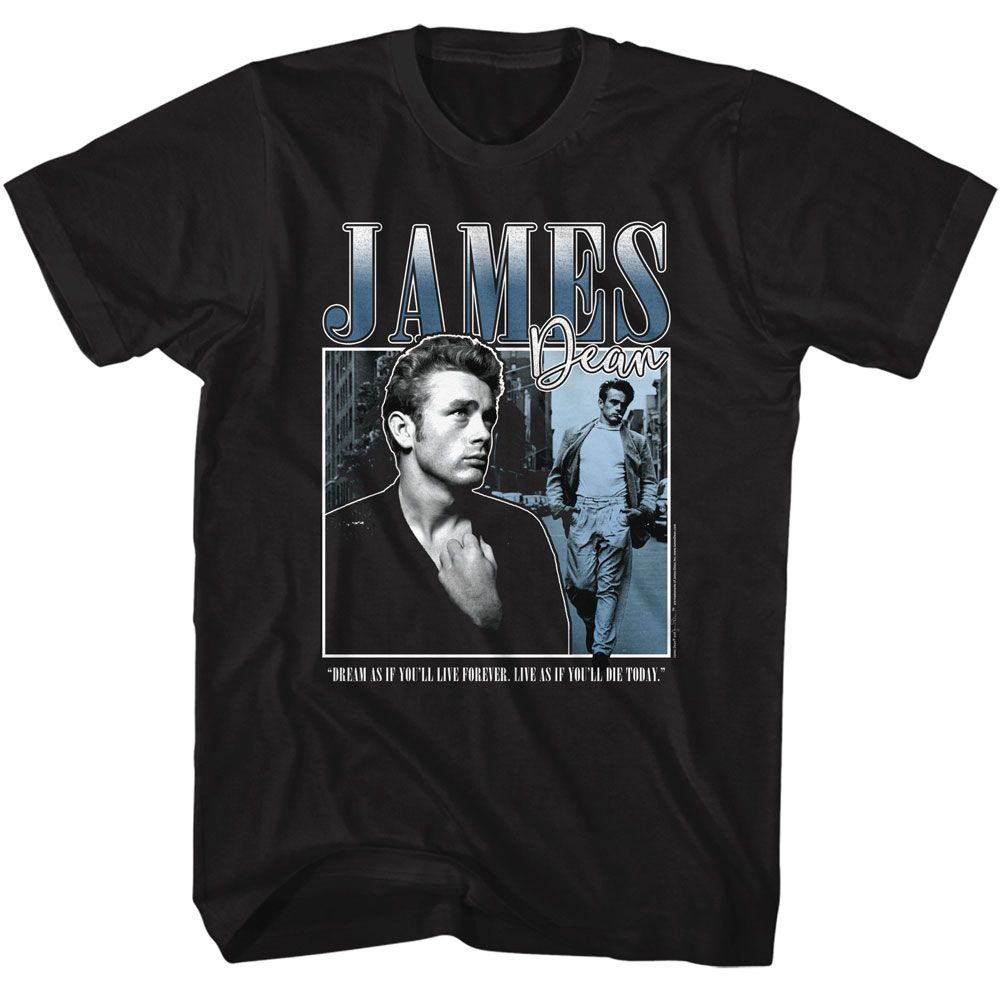 James Dean - Square - American Classics - Solid Black Adult Short Sleeve T-Shirt