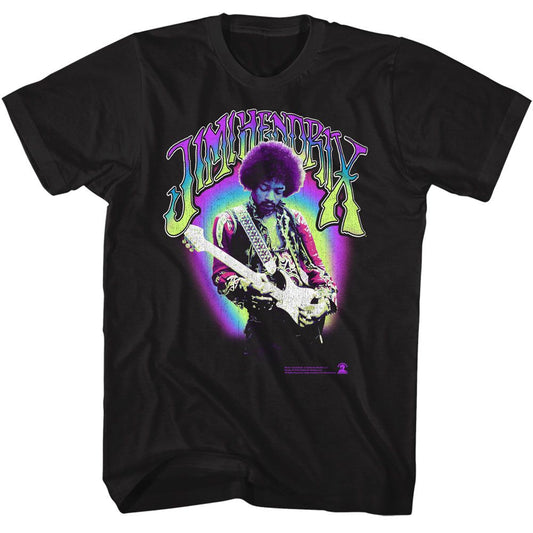 Jimi Hendrix - Neon Jimi - American Classics - Solid Black Adult Short Sleeve T-Shirt