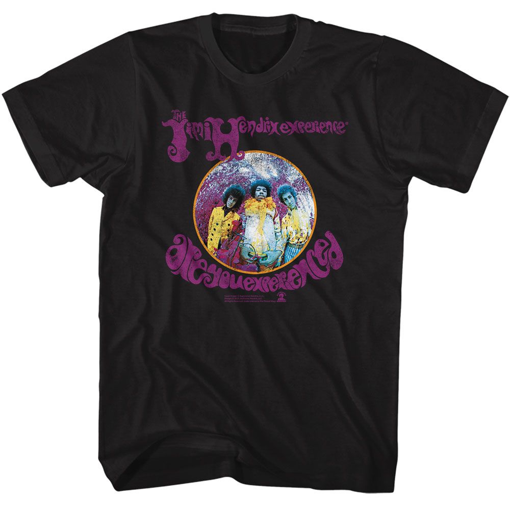 Jimi Hendrix - Experienced Circle - American Classics - Solid Black Adult Short Sleeve T-Shirt