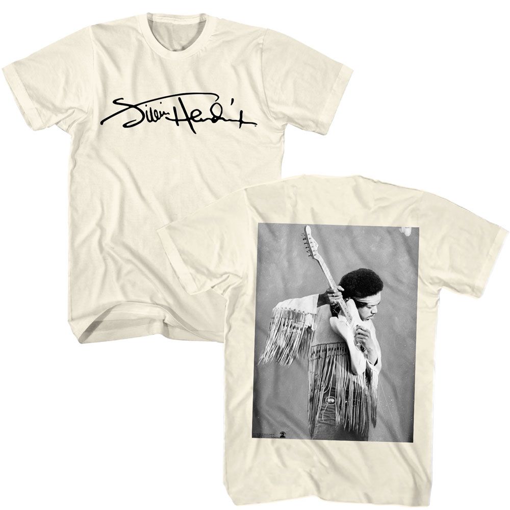 Jimi Hendrix - Sig Image - American Classics - Solid Off-White Adult Short Sleeve T-Shirt