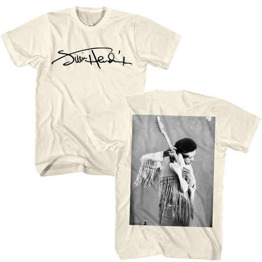 Jimi Hendrix - Sig Image - American Classics - Solid Off-White Adult Short Sleeve T-Shirt
