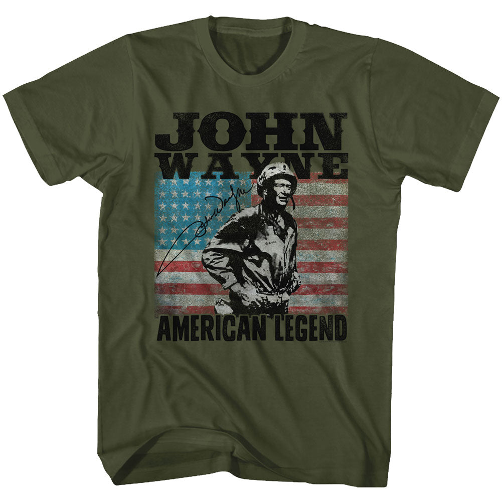 John Wayne Mens S/S T-Shirt - American Legend - Solid Military Green