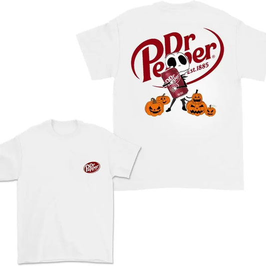 Jack Hug Dr.Pepper Skellington Halloween Double Sided T-shirt, Skeleton Dr Pepper T-shirt Full Color , Dr Pepper...