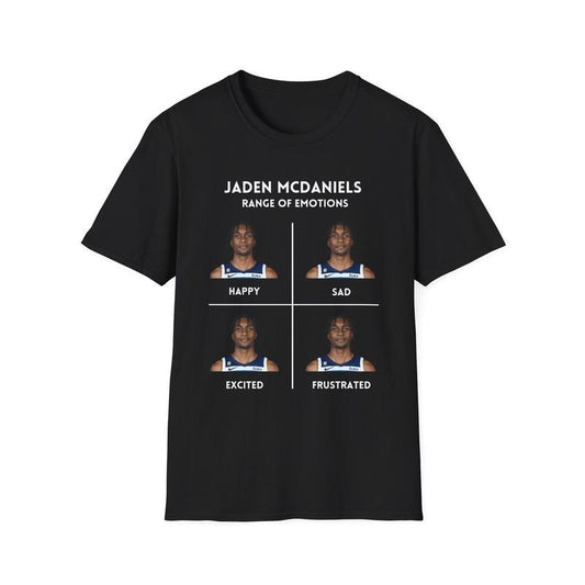 Jaden Mcdaniels Funny Emotions Unisex Softstyle T-Shirt, Minnesota Tee, Humorous Basketball Fan Apparel, Gift Ideas, Gift...