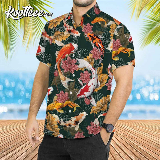 Japanese Koi Fish Pattern Hawaiian Shirt
