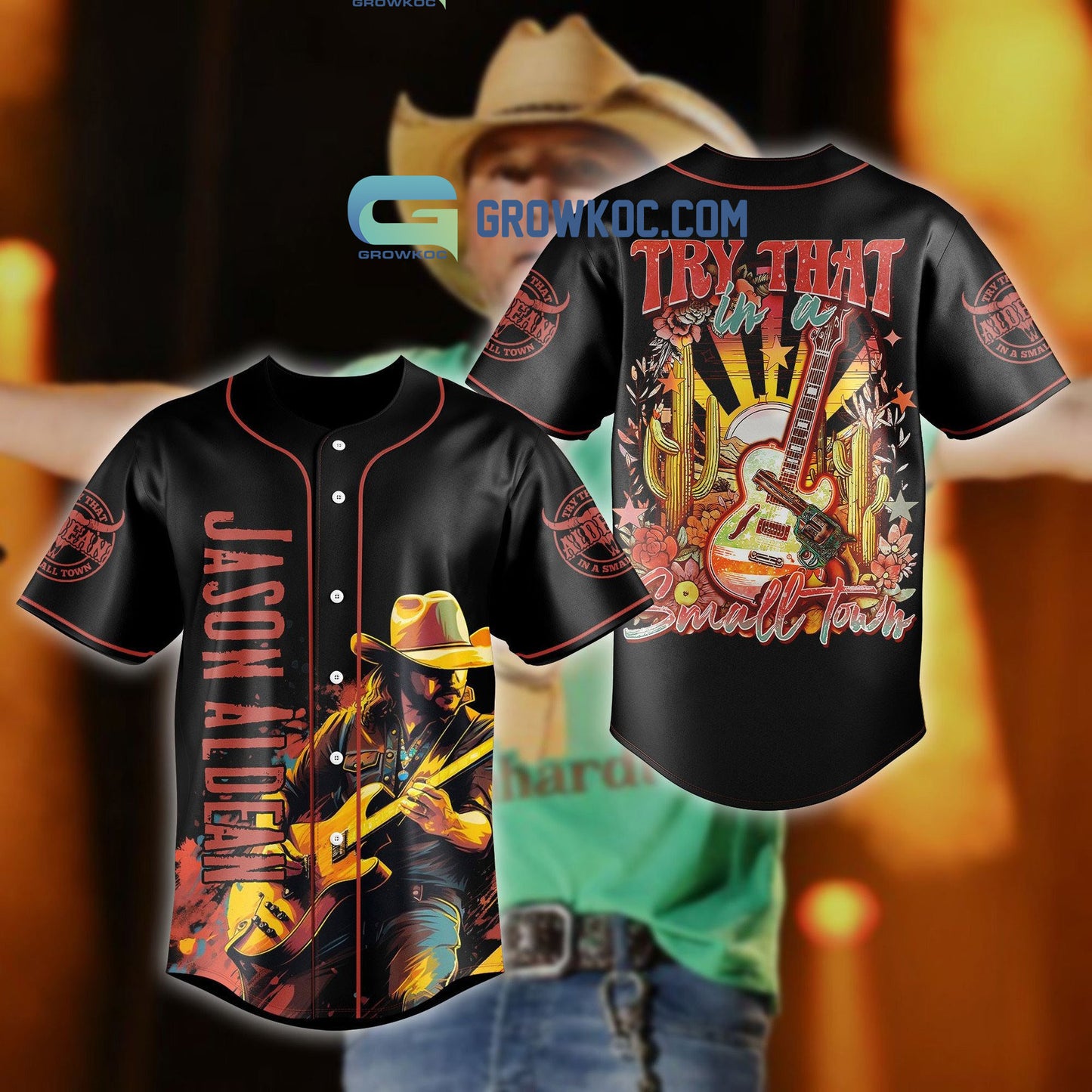 Jason Aldean Try That In A Small Town Black Design Art Baseball Jersey