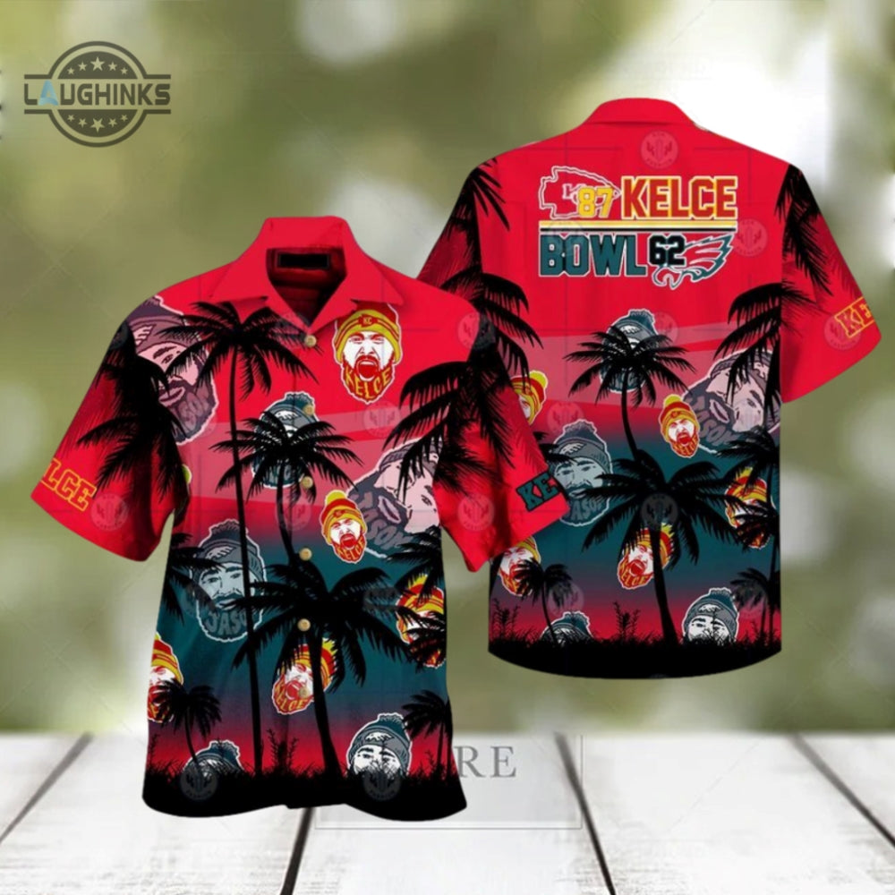 Jason Kelce Hawaiian Shirt Travis Kelce Brothers Aloha Shirts And Shorts Kansas City Chiefs Football Summer Beach Button Up Shirt Gift For Fans