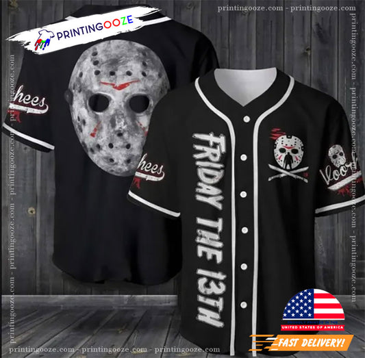 Jason Voorhees Mask Friday The 13th Movie Baseball Jersey
