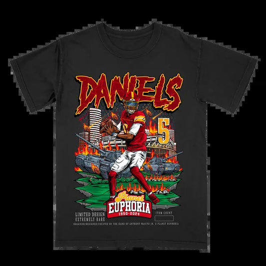 Jayden Daniels V2 Black Tee Gift For Fan - Men's Casual T-shirt - Menswear Hoodie, Sweatshirt | InkThreadWorks.com
