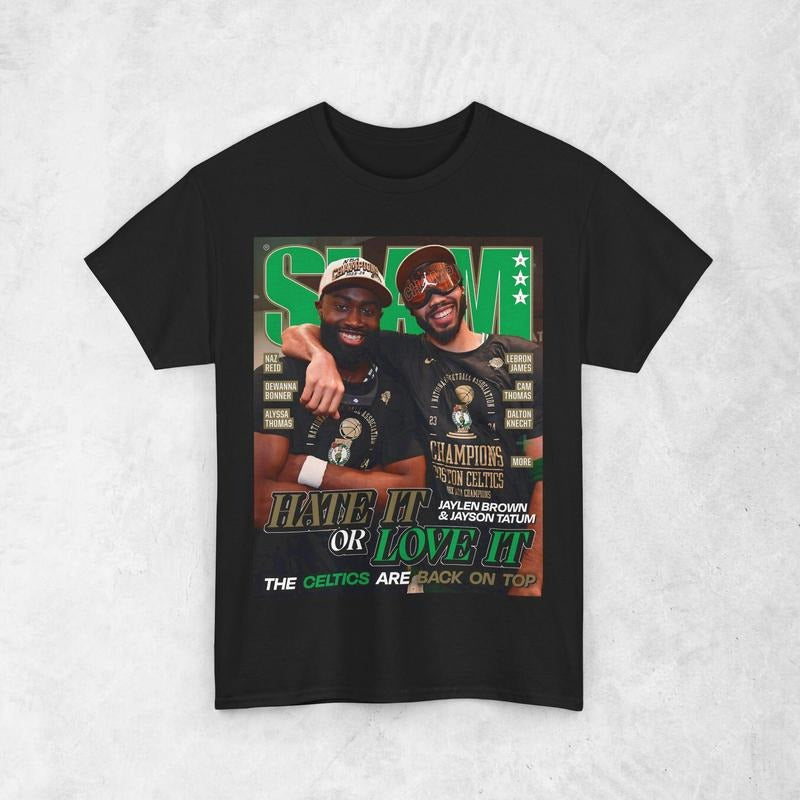 Jayson Tatum & Jaylen Brown T-Shirt, Boston Slam Cover T-Shirt, Unisex Sports Tee, Vintage Retro Basketball T-Shirt, Gift For Fan
