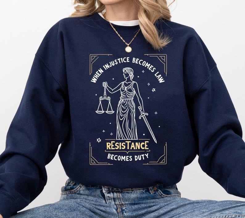 Jessie J Ross When Injustice Becomes Law Resistance Becomes Duty Shirt, Feminist Resistance Shirt, Social Justice Tshirt, Feminist Shirt, Feminist Gift, Unisex Graphic Tee, Smooth Fabric, Aesthetic Streetwear Vibe