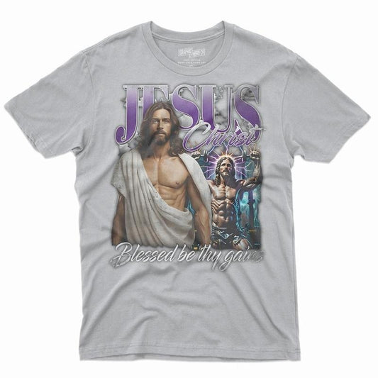 Jesus Blessed Be Thy Gains Portrait T-Shirt DRG, Graphic Men Tees