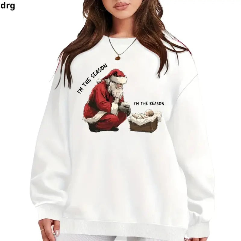 Jesus Christmas Sweatshirt, Christian Christmas Hoodie, Women's Religious Holiday Crewneck T-Shirts | InkThreadWorks.com