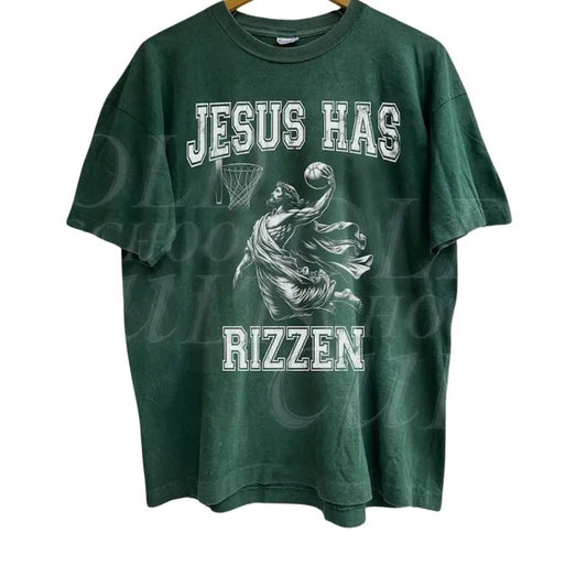 Jesus Has Rizzen Vintage 90s Shirt, Funny Jesus Shirt, Christian Easter Shirt, Easter Gift, Jesus Playing Basketball Top...